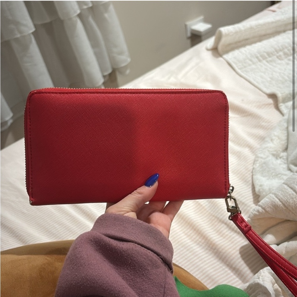 Red Leather Wristlet Wallet - Picture 3 of 9